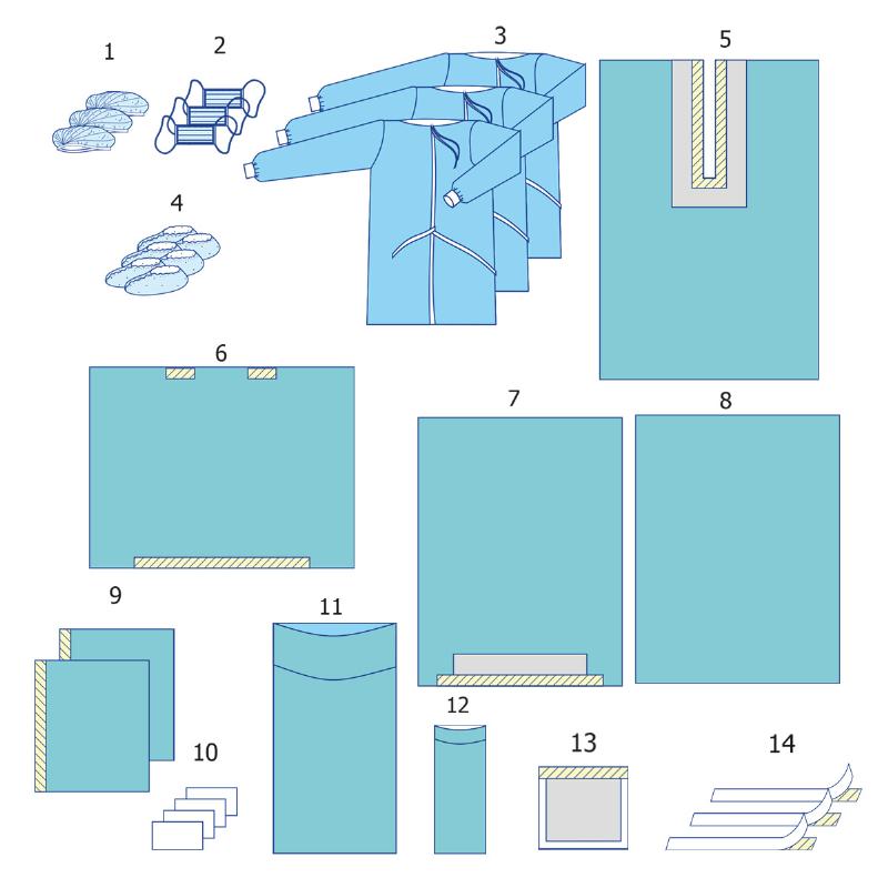 Комплект одягу та покриттів операційних для ортопедії (стегновий) №2 Taipan-Pharm стерильний